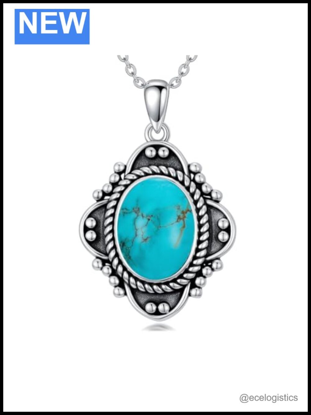 Sterling Silver Turquoise Pendant Necklace Boho Cowgirl Jewelry